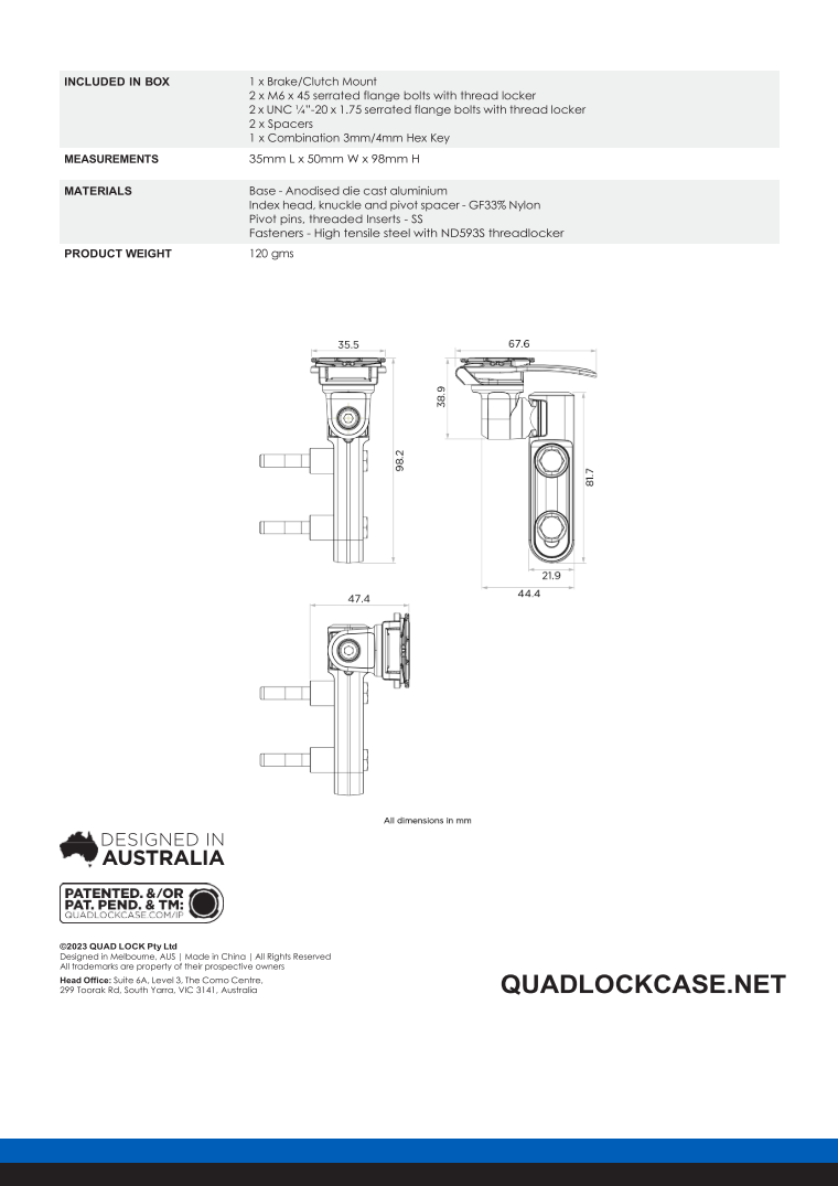 Quad Lock® Motorcycle Clutch Mount