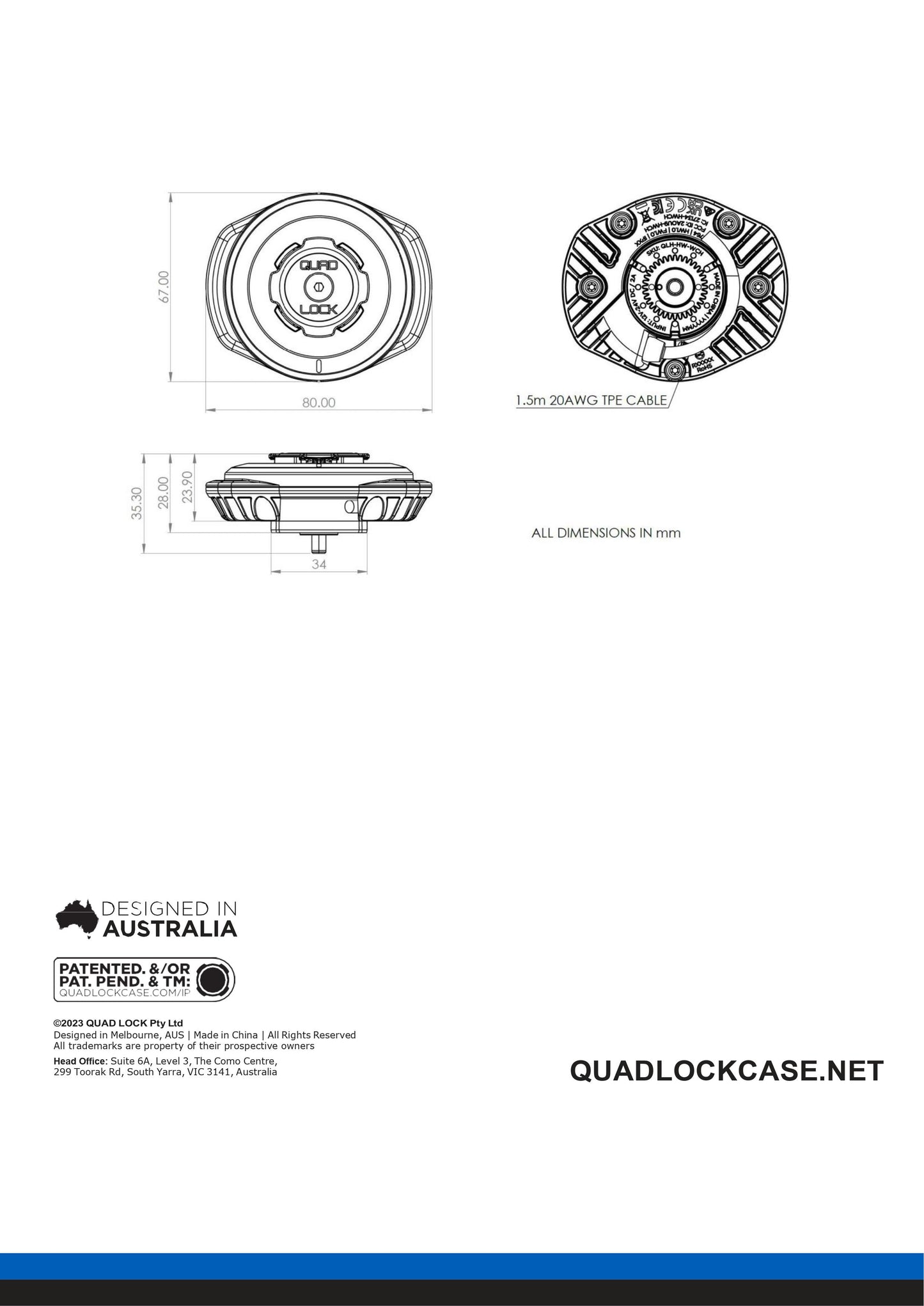 Quad Lock® Waterproof Wireless Charging Head - 12V-24V - V2