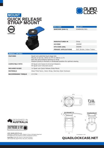 Quad Lock® Quick Release Strap Mount