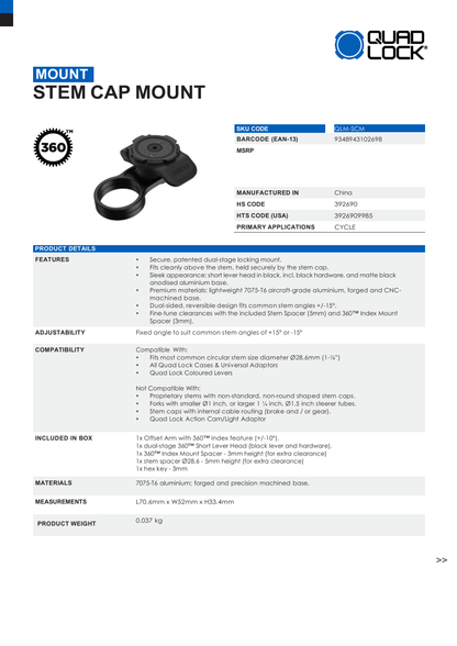 Stem Cap Mount