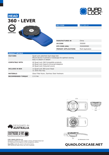 Quad Lock® 360 Head - Lever