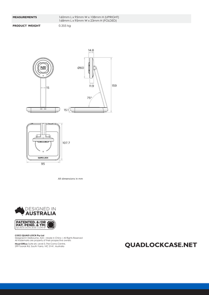 Quad Lock® Dual Desktop Wireless Charger