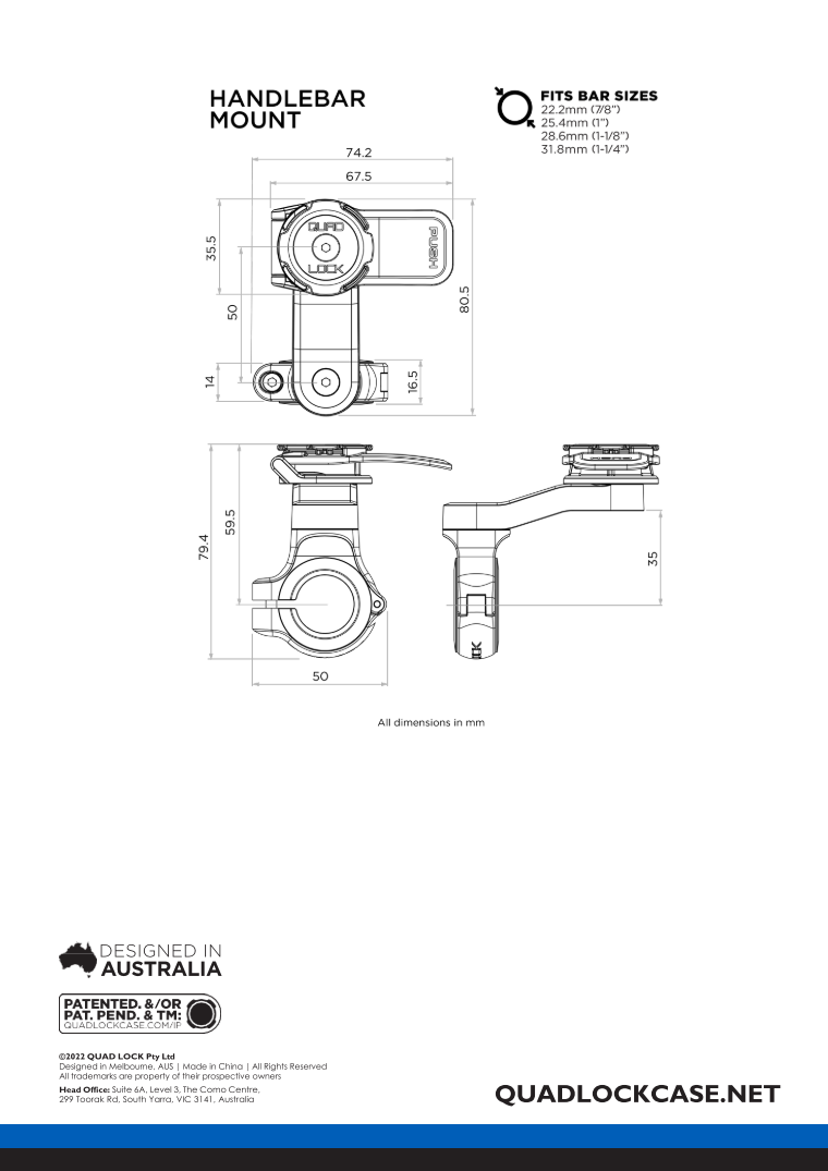 Quad Lock® Motorcycle Handlebar Mount