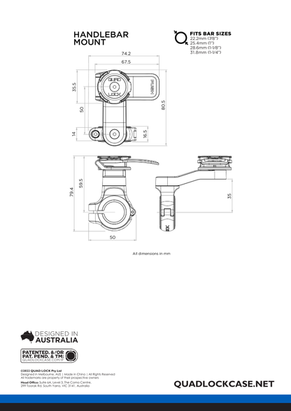 Quad Lock® Motorcycle Handlebar Mount