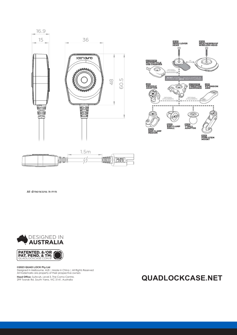 Quad Lock® Motorcycle USB Charger