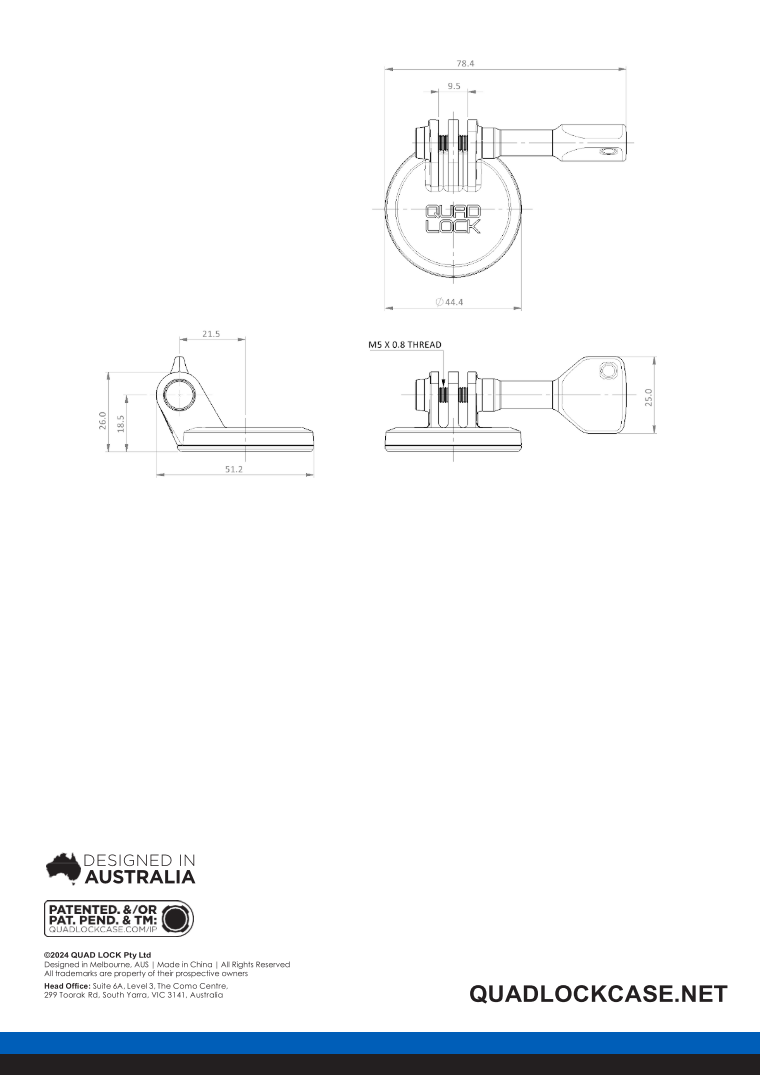 Quad Lock To Action Camera Adaptor