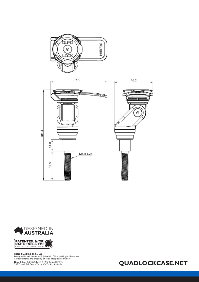 Quad Lock® Motorcycle Handlebar Clamp Mount