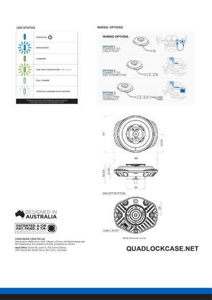 Quad Lock® USB Weatherproof Wireless Charging Head