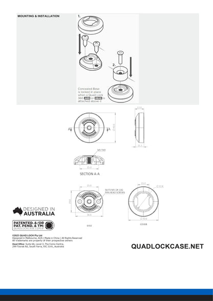 Quad Lock® 360 Base - Concealed