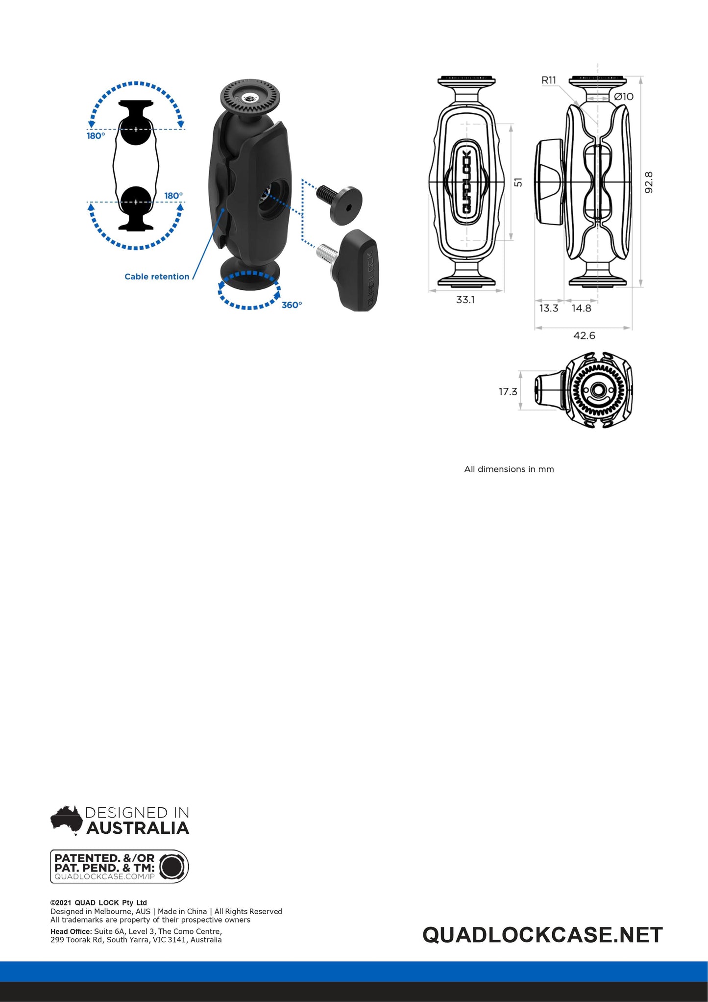 Quad Lock 360 Arm - Dual Pivot