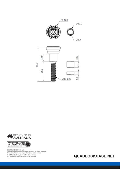 Quad Lock® 360 Base - M8 Single Bolt