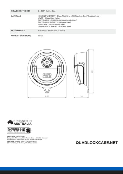 Quad Lock® 360 Base - Suction