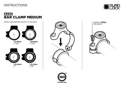Quad Lock® 360 Base - Bar Clamp