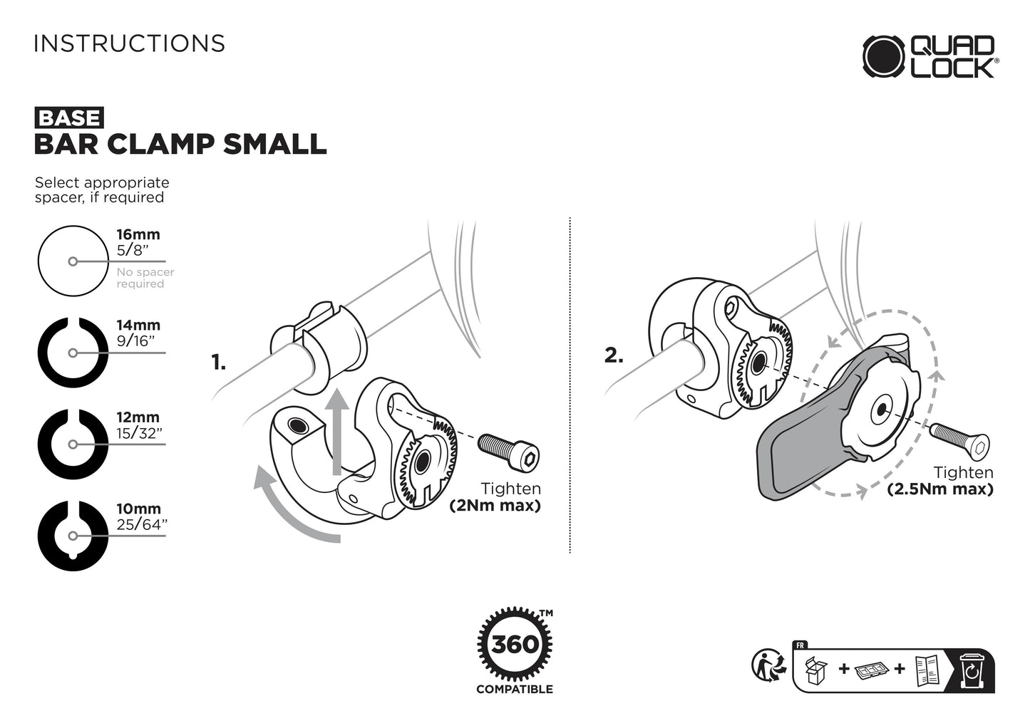 Quad Lock® 360 Base - Bar Clamp